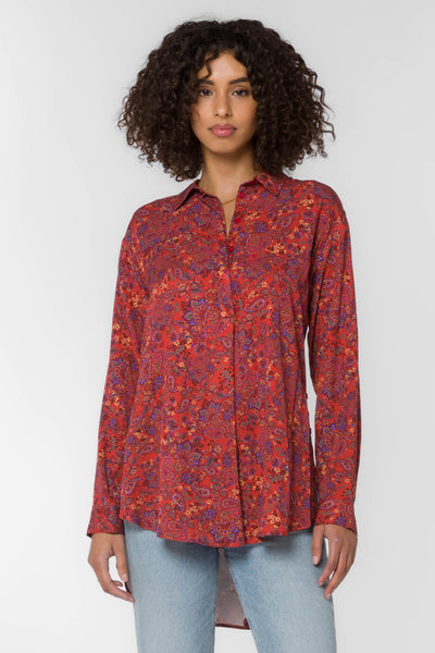 June Rust Paisley Shirt - Tops - Velvet Heart Clothing
