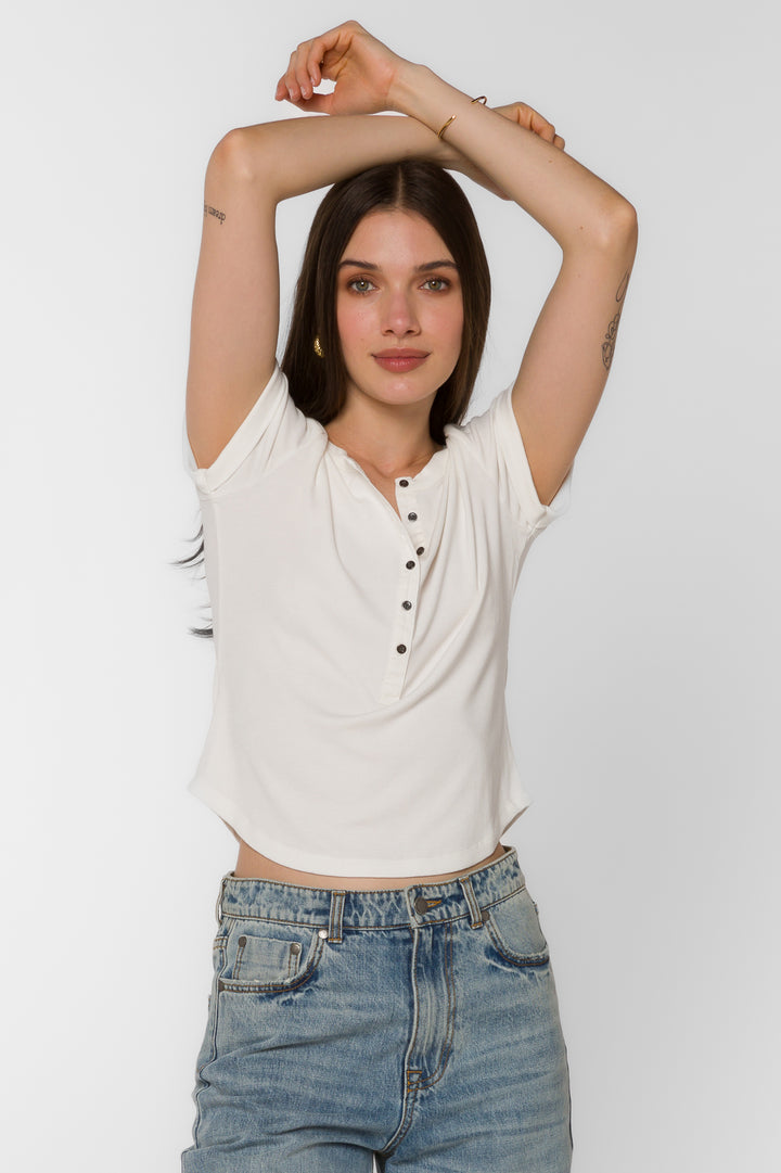 Junie Optic White Tee - Tops - Velvet Heart Clothing