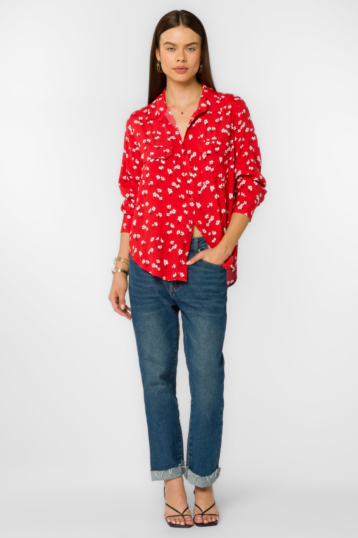 Kacia Red Poppy Shirt - Tops - Velvet Heart Clothing