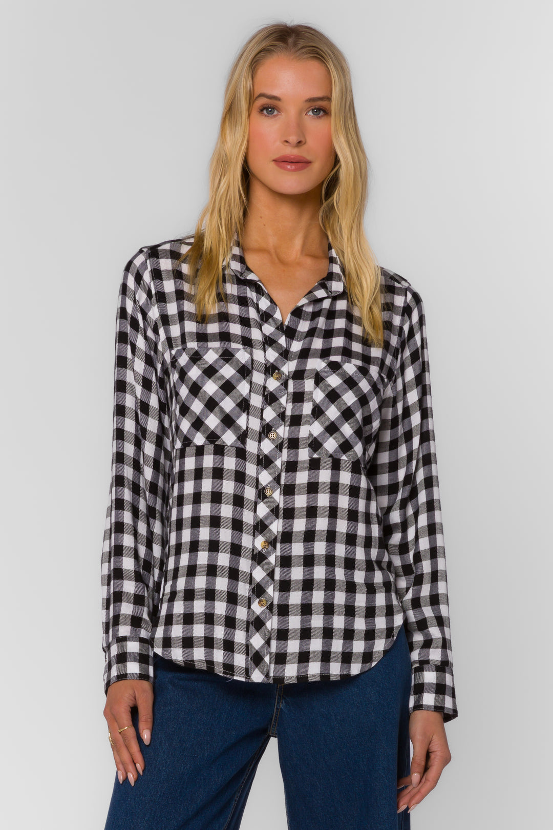 Kacia Black Gingham Shirt - Tops - Velvet Heart Clothing