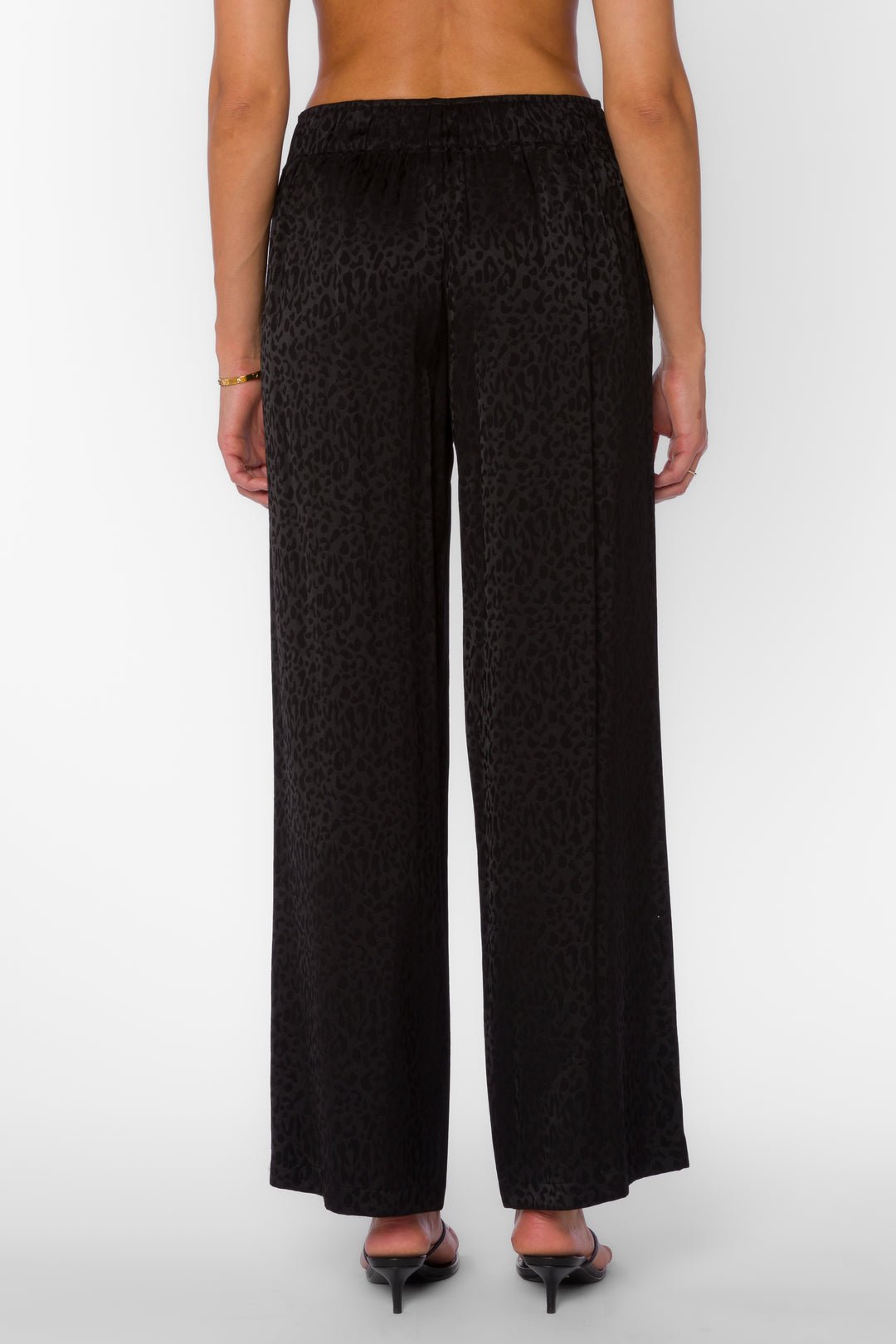 Kaelin Black Leopard Jacquard Pants - Bottoms - Velvet Heart Clothing