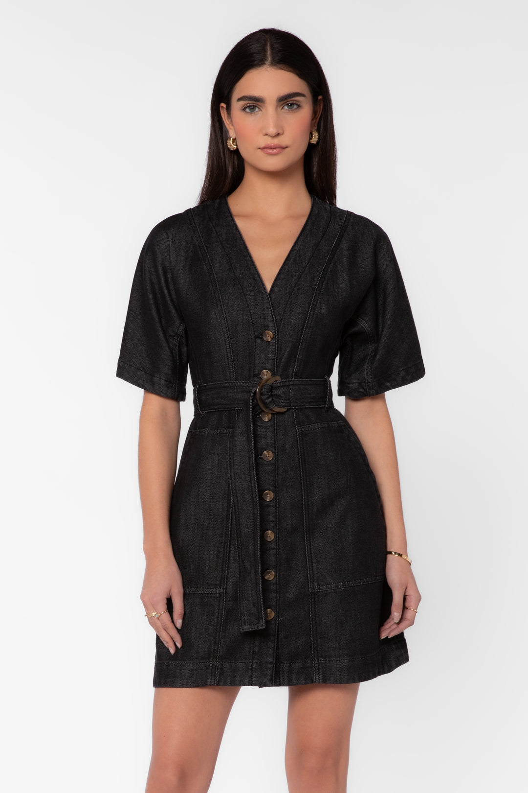 Kaulana Black Denim Mini Dress