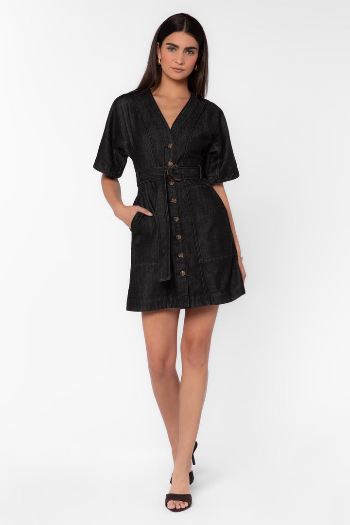 Kaulana Black Denim Mini Dress