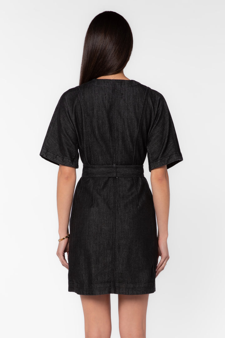 Kaulana Black Denim Mini Dress