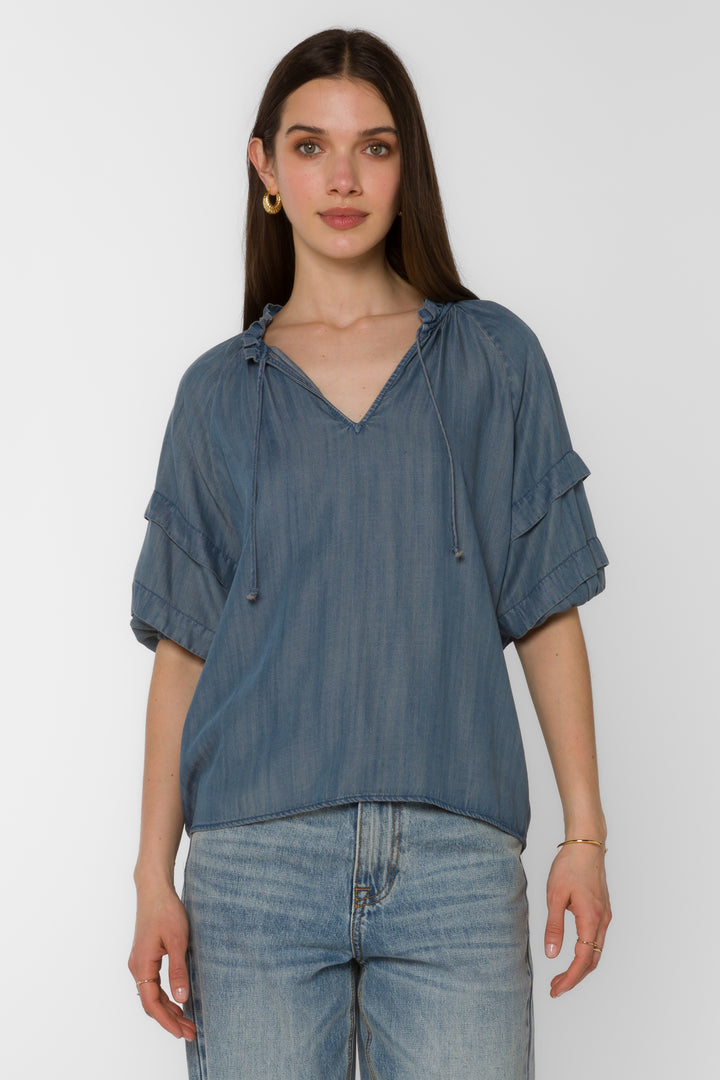 Kenna Malibu Blue Blouse - Tops - Velvet Heart Clothing