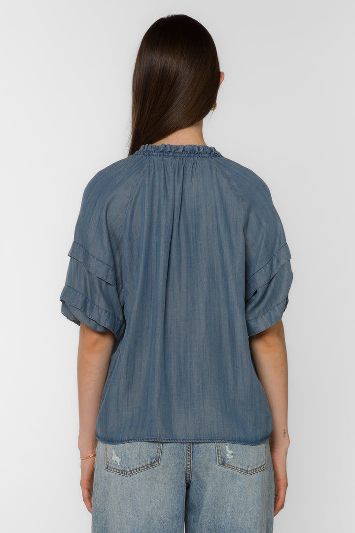 Kenna Malibu Blue Blouse - Tops - Velvet Heart Clothing