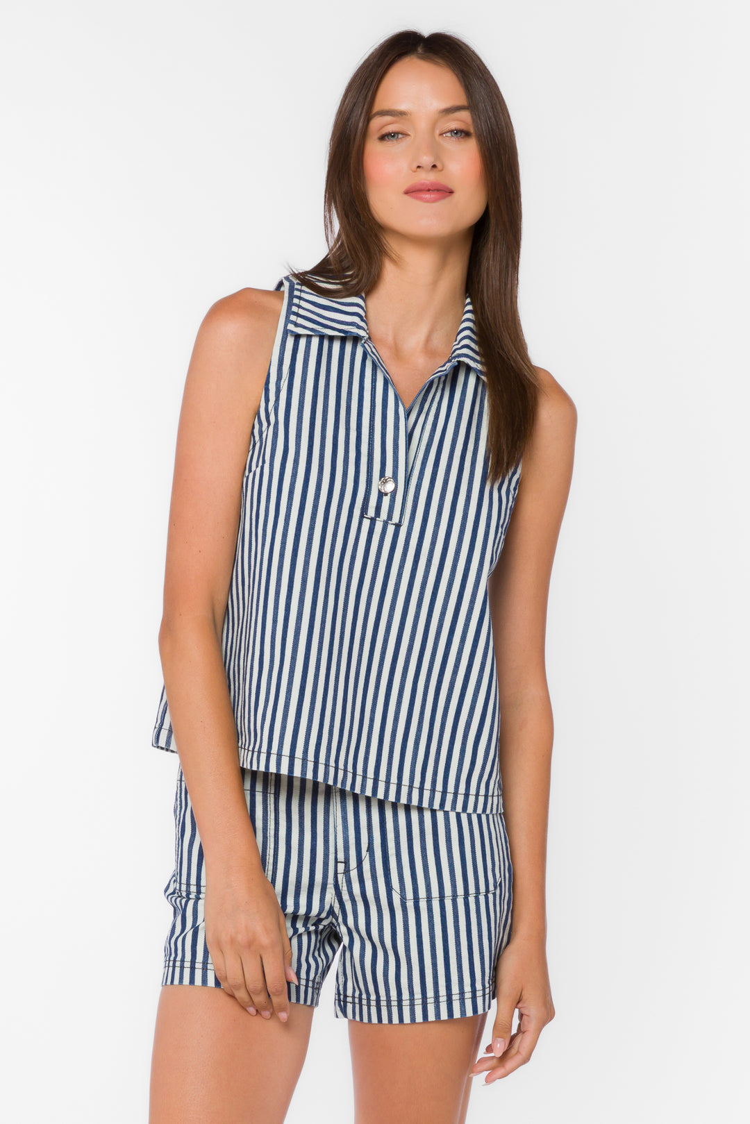 Kensey Indigo Stripe Top - Tops - Velvet Heart Clothing