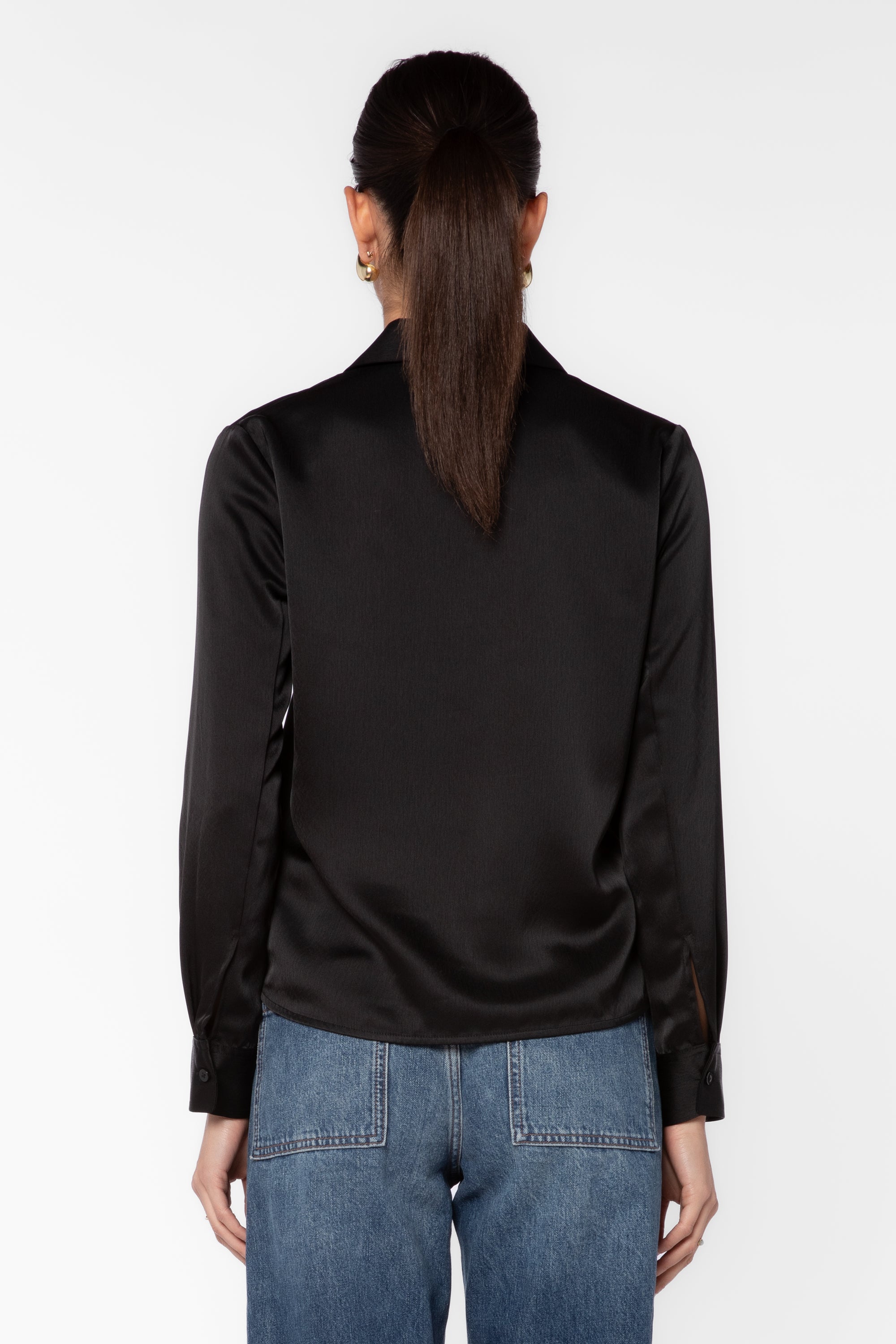 Kensley Black Satin Blouse - Tops - Velvet Heart Clothing