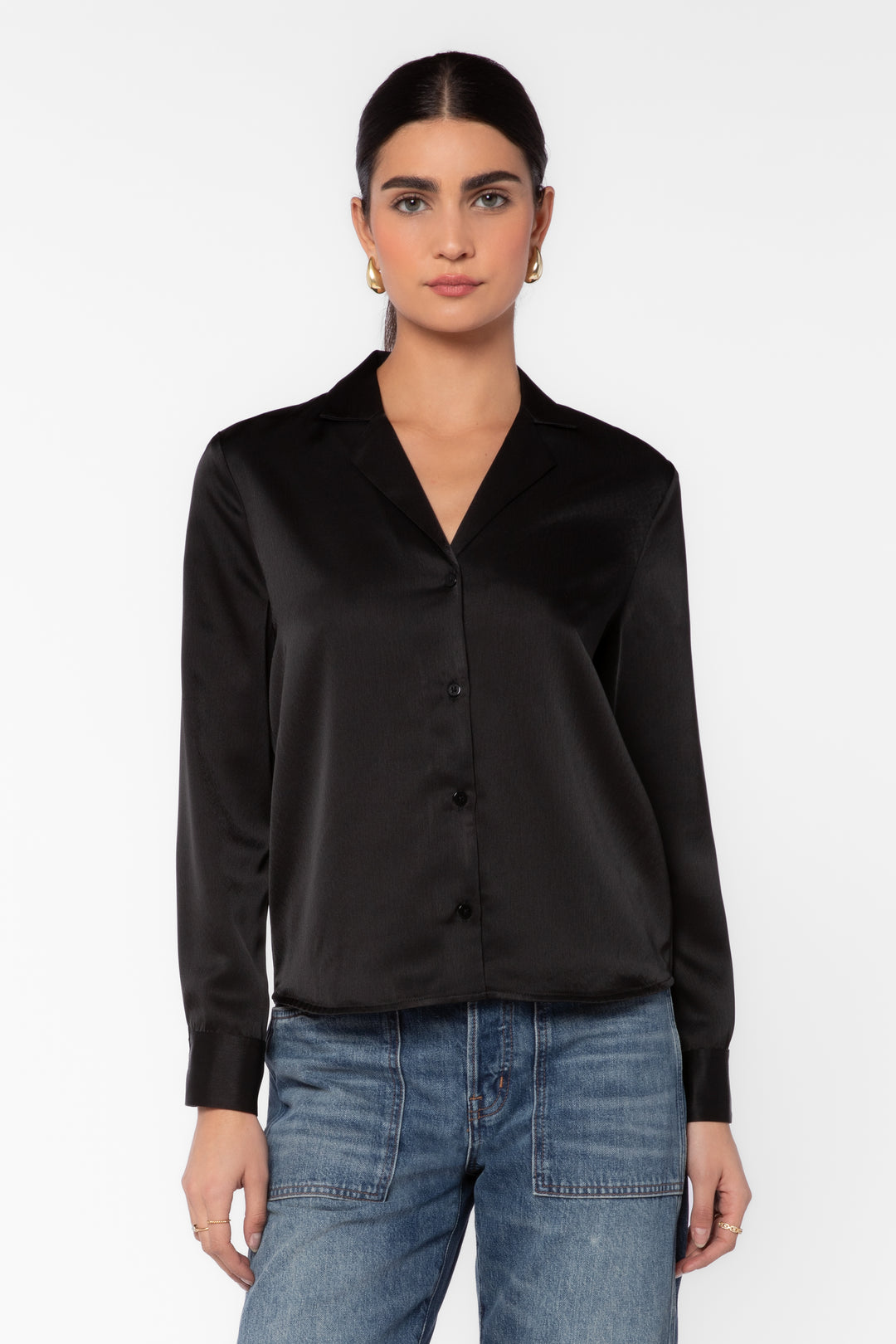 Kensley Black Satin Blouse