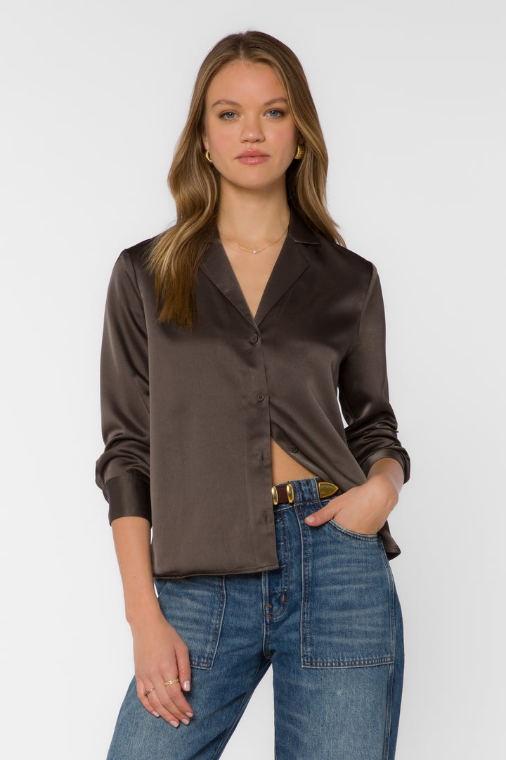 Kensley Bronze Satin Blouse