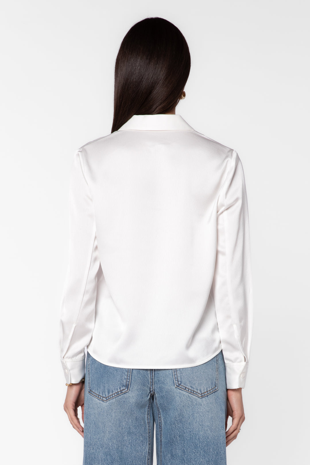 Kensley White Satin Blouse