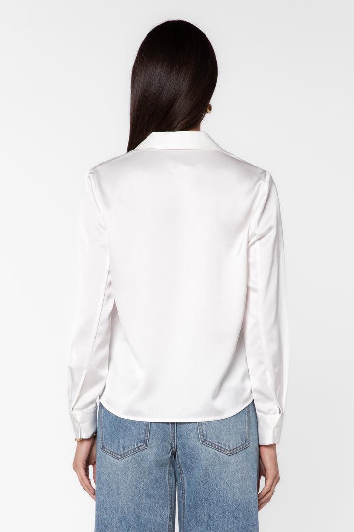 Kensley White Satin Blouse