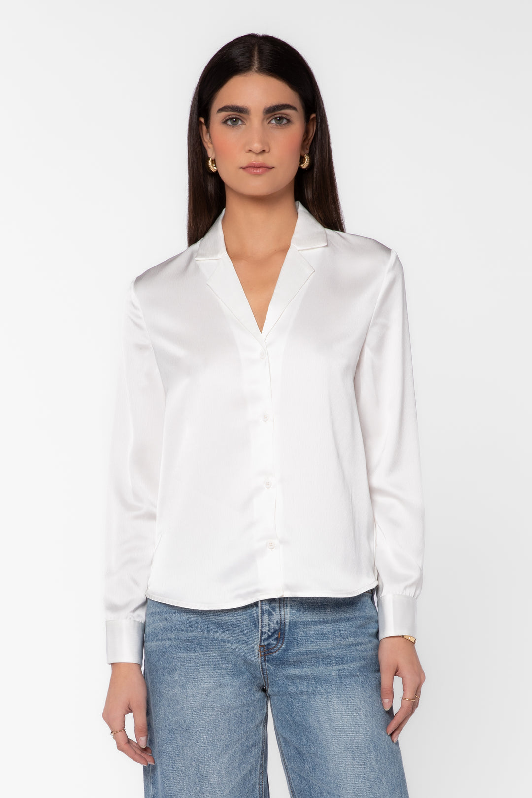 Kensley White Satin Blouse
