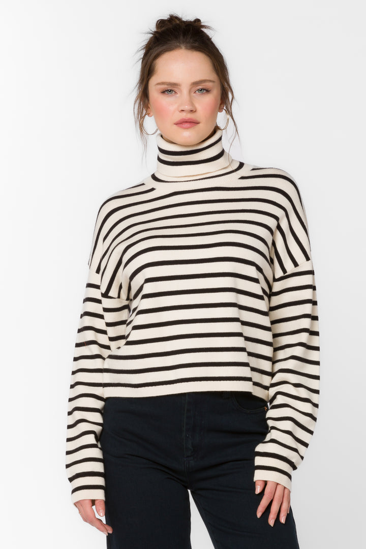 Kipp Black Off White Stripe Sweater - Sweaters - Velvet Heart Clothing