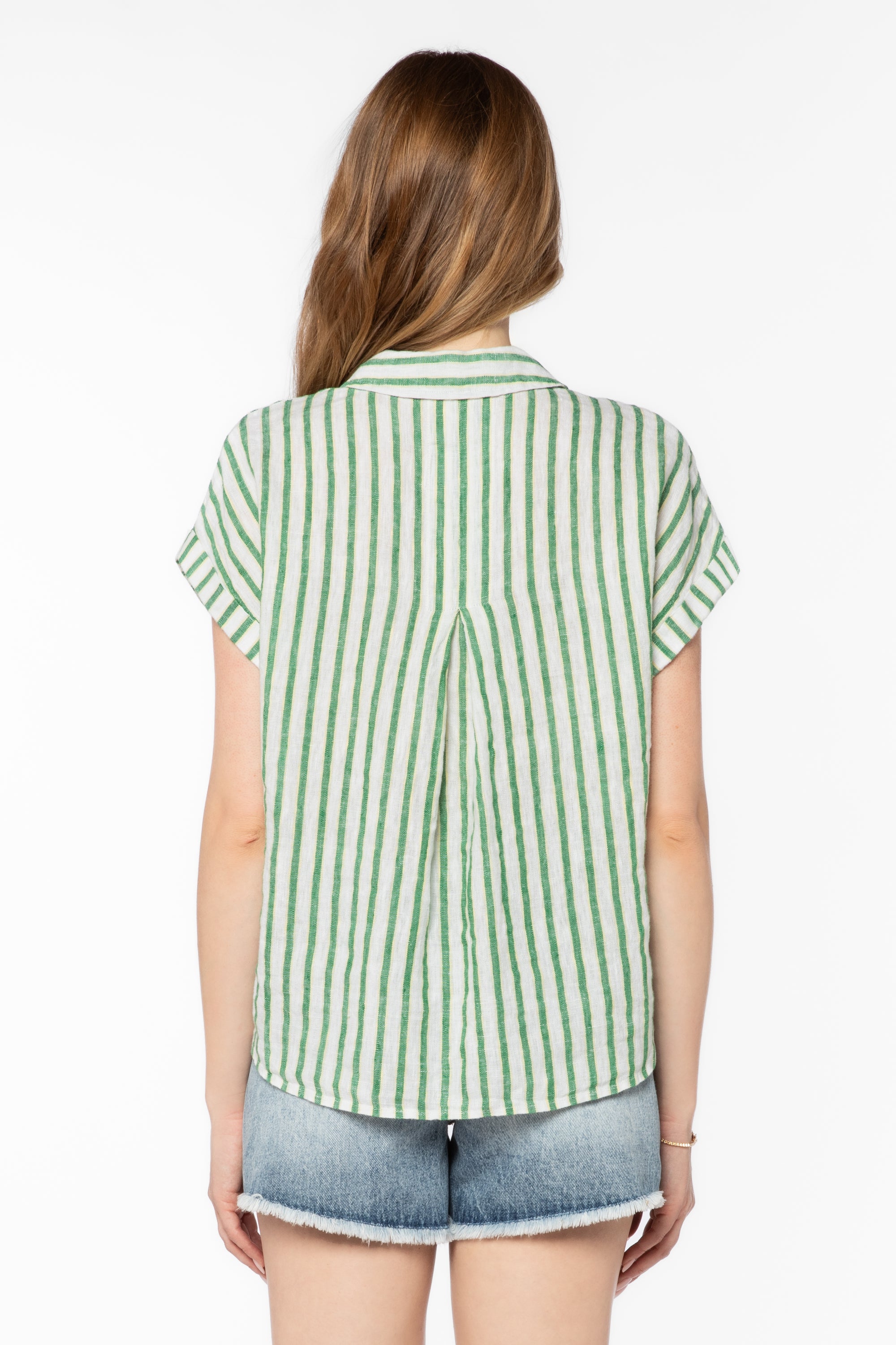 Kirsty Green Stripe Shirt - Tops - Velvet Heart Clothing