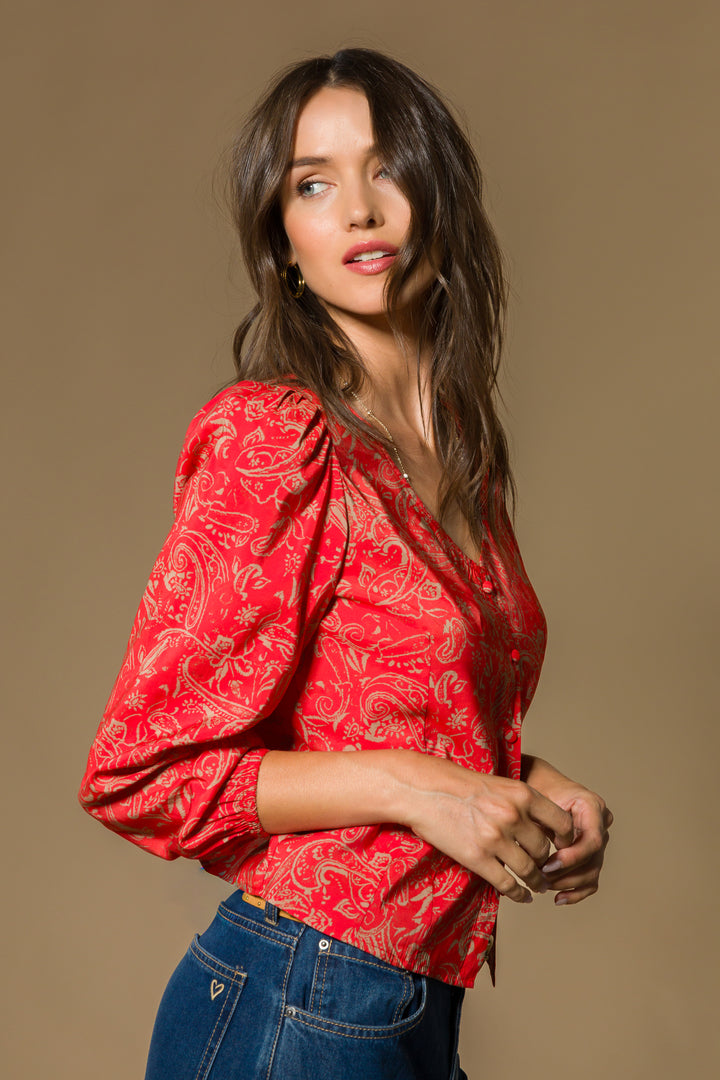 Lakota Red Paisley Blouse