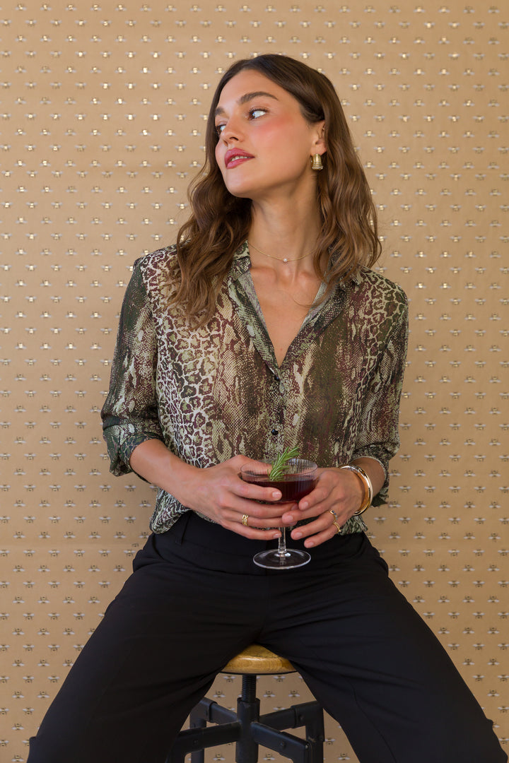 Lavina Green Skin Stripe Shirt