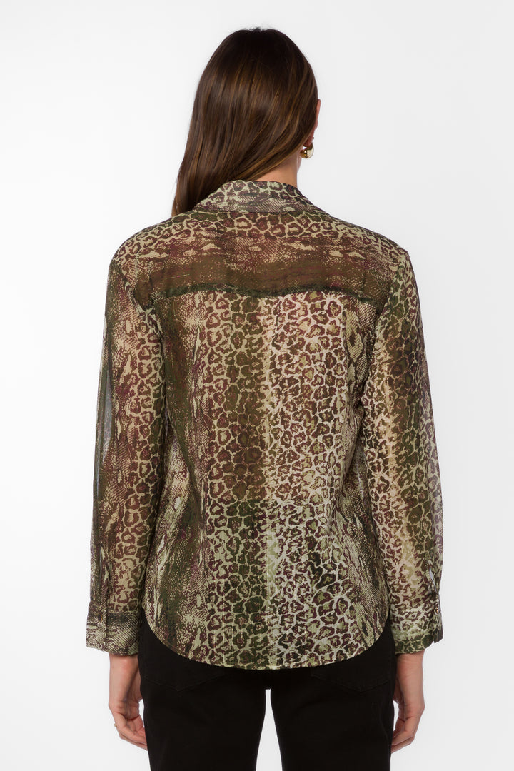 Lavina Green Skin Stripe Shirt - Tops - Velvet Heart Clothing