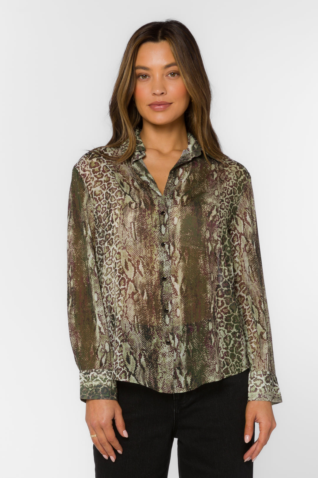 Lavina Green Skin Stripe Shirt - Tops - Velvet Heart Clothing