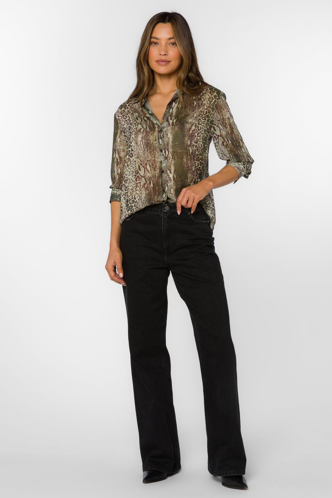 Lavina Green Skin Stripe Shirt - Tops - Velvet Heart Clothing