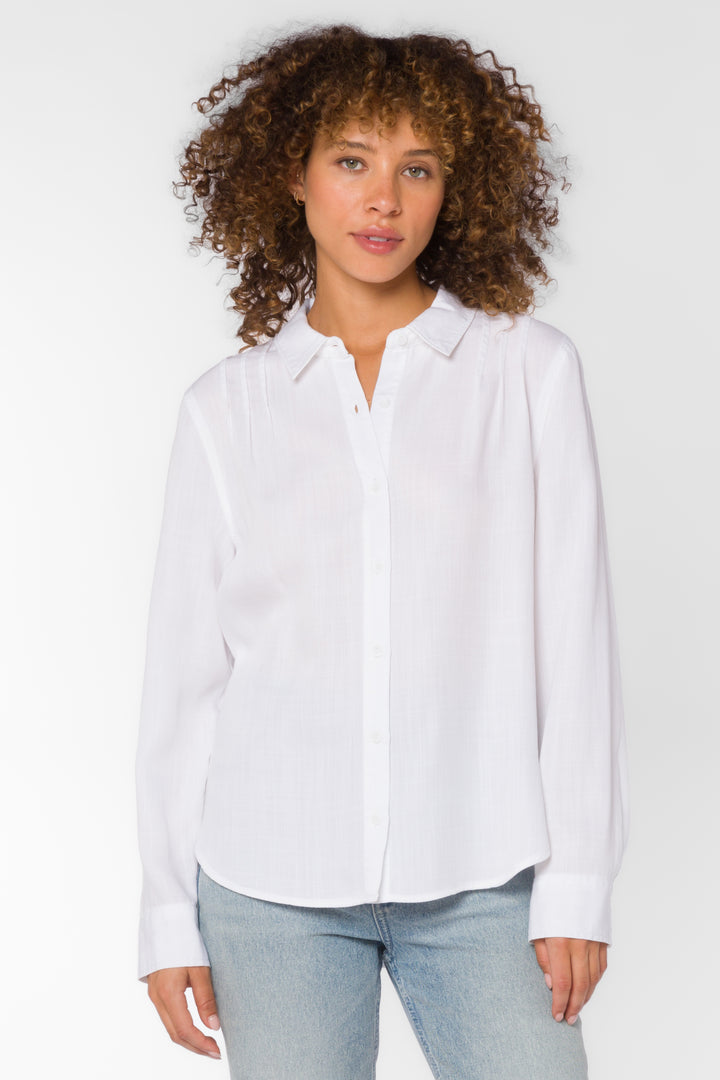 Leah Optic White Blouse - Tops - Velvet Heart Clothing