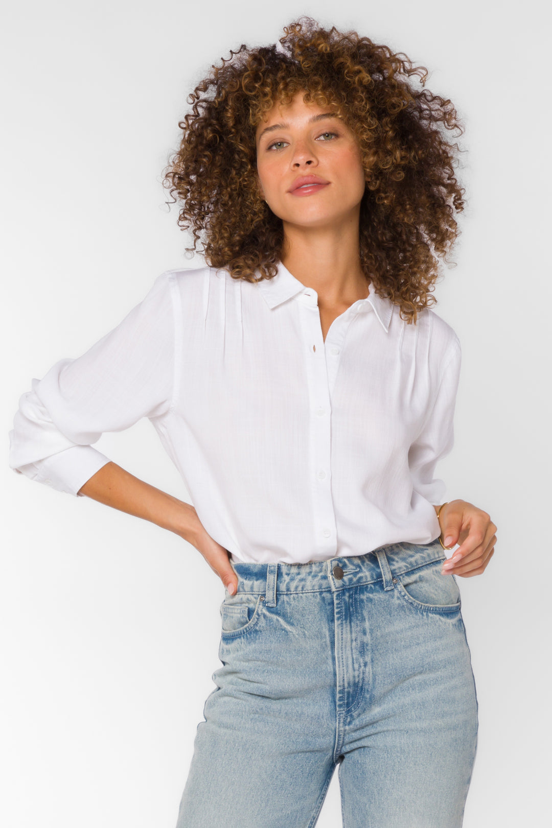 Leah Optic White Blouse - Tops - Velvet Heart Clothing