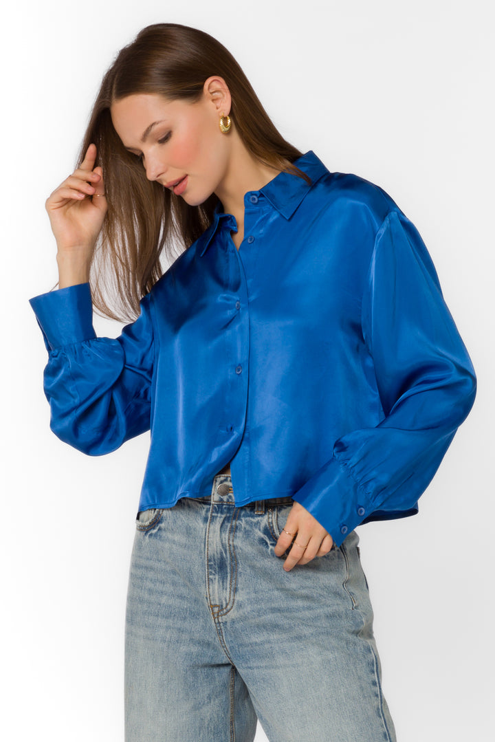 Lilith Lapis Blue Blouse - Tops - Velvet Heart Clothing