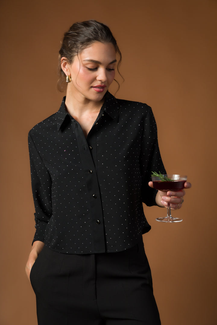 Lilith Black Rhinestone Shirt