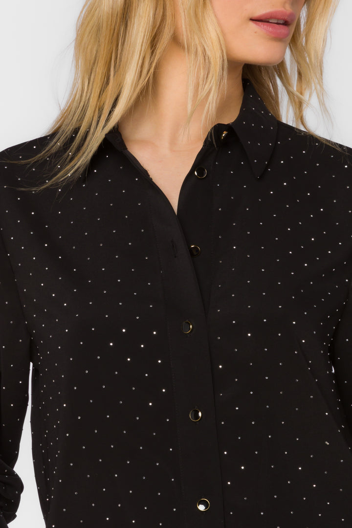 Lilith Black Rhinestone Shirt - Tops - Velvet Heart Clothing
