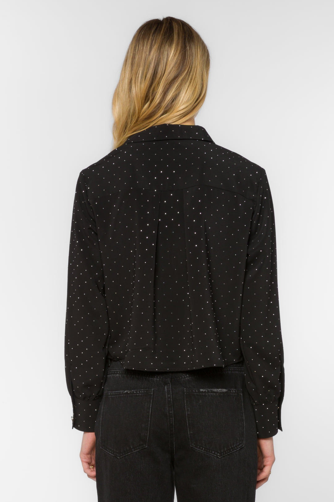 Lilith Black Rhinestone Shirt - Tops - Velvet Heart Clothing