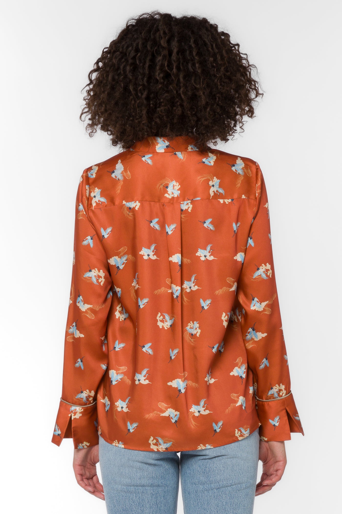 Liza Rust Cranes Shirt - Tops - Velvet Heart Clothing