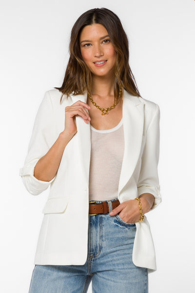 Lizzy White Blazer - Jackets & Outerwear - Velvet Heart Clothing