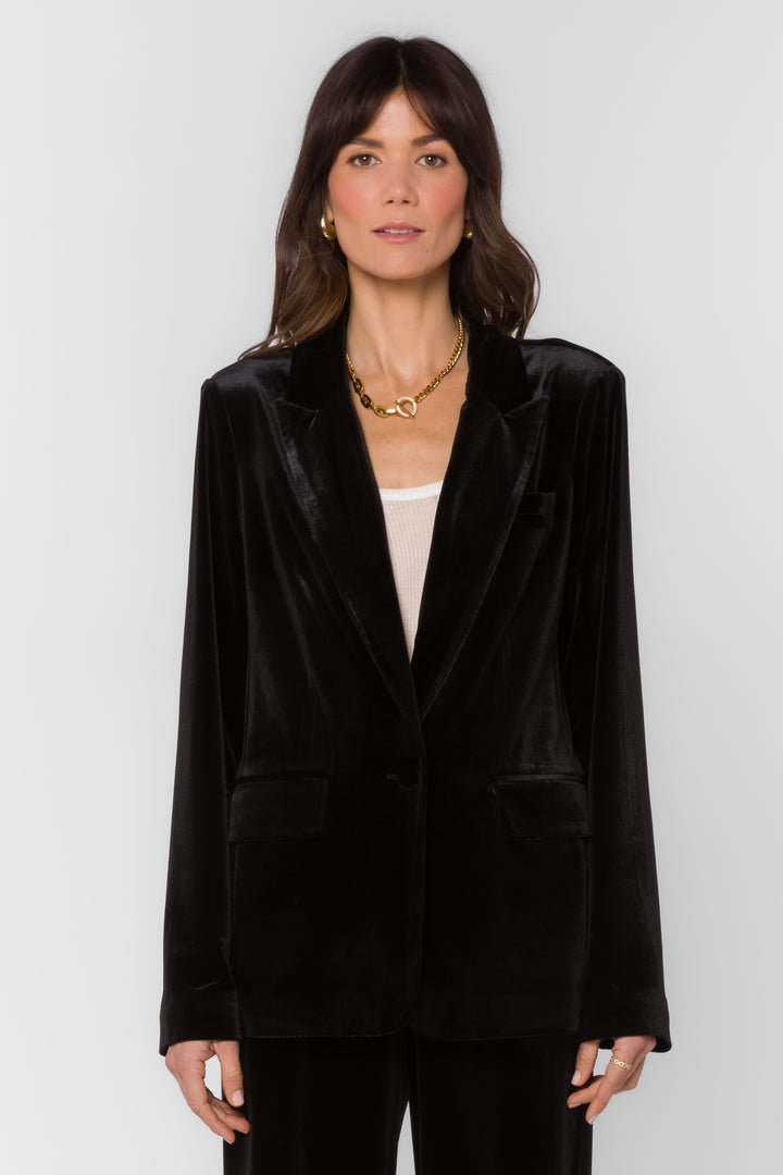 Lizzy Pure Black Blazer - Jackets & Outerwear - Velvet Heart Clothing