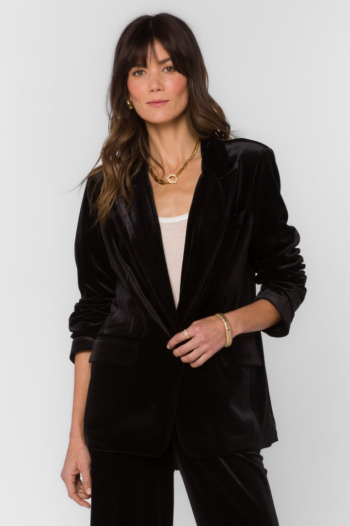 Lizzy Pure Black Blazer - Jackets & Outerwear - Velvet Heart Clothing