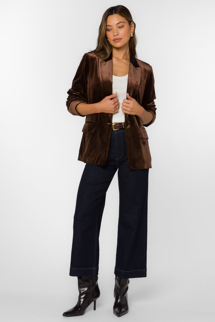 Lizzy Velvet Brown Blazer - Jackets & Outerwear - Velvet Heart Clothing