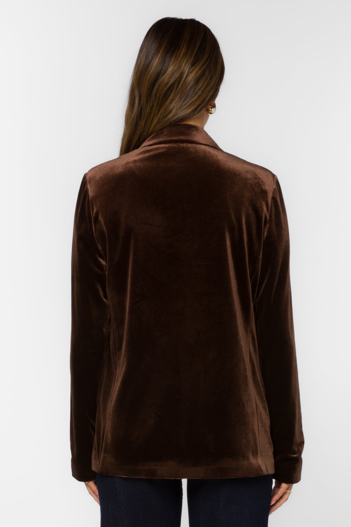 Lizzy Velvet Brown Blazer - Jackets & Outerwear - Velvet Heart Clothing