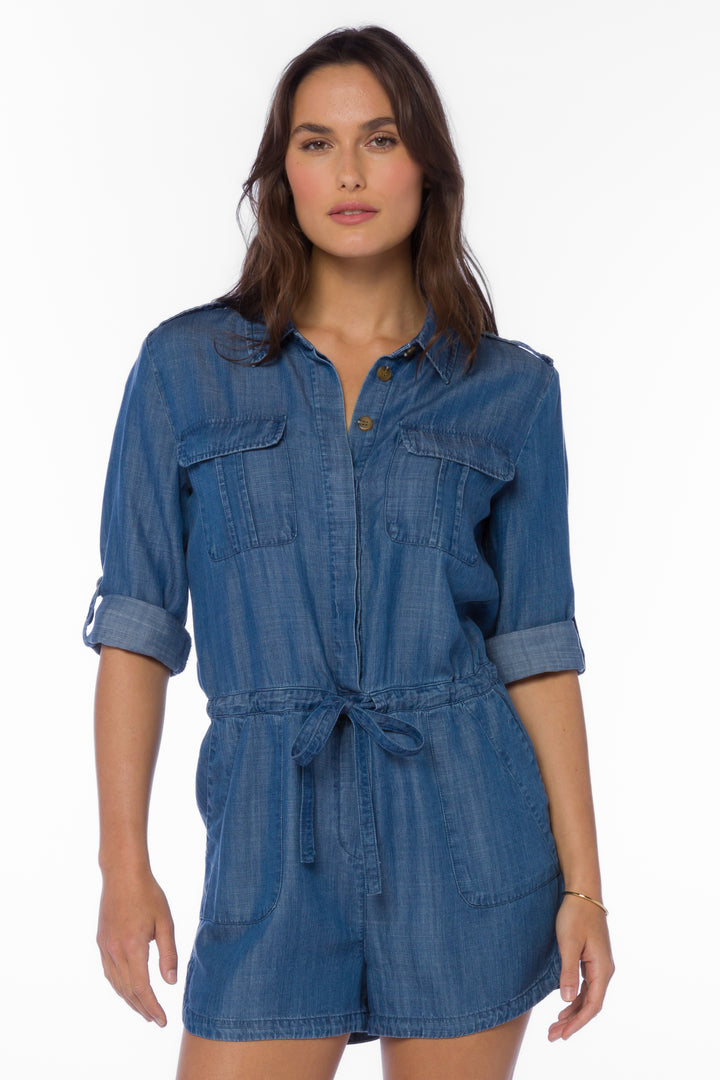 Luba Calva Blue Romper - Jumpsuits & Rompers - Velvet Heart Clothing