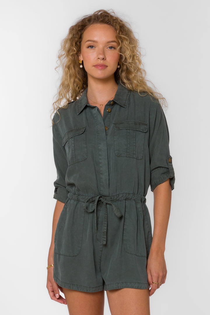 Luba Sage Leaf Romper - Jumpsuits & Rompers - Velvet Heart Clothing