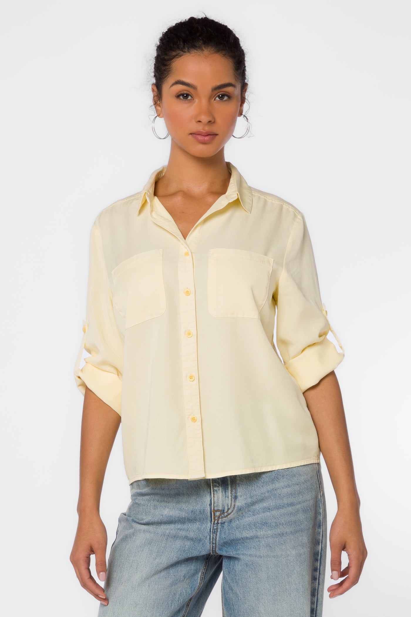 Lucia Pastel Yellow Shirt - Tops - Velvet Heart Clothing