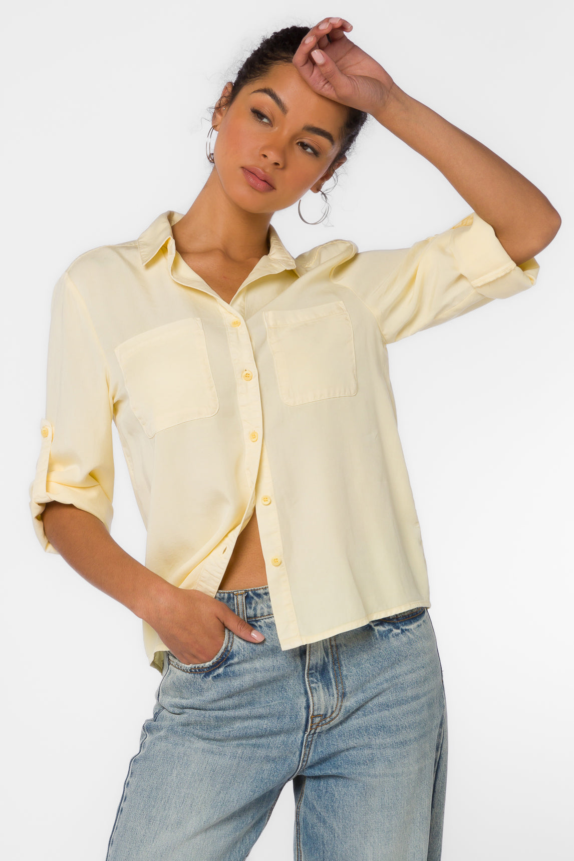 Lucia Pastel Yellow Shirt - Tops - Velvet Heart Clothing