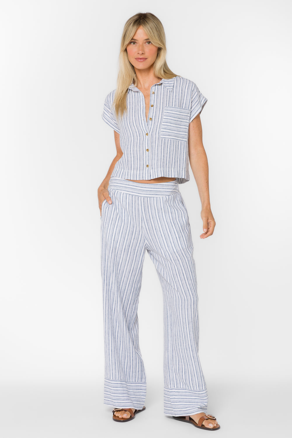 Lucky Blue Stripe Shirt - Tops - Velvet Heart Clothing