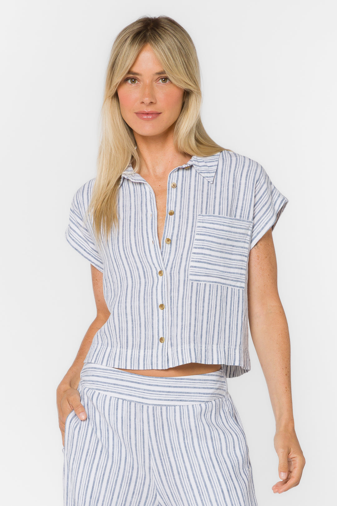 Lucky Blue Stripe Shirt - Tops - Velvet Heart Clothing