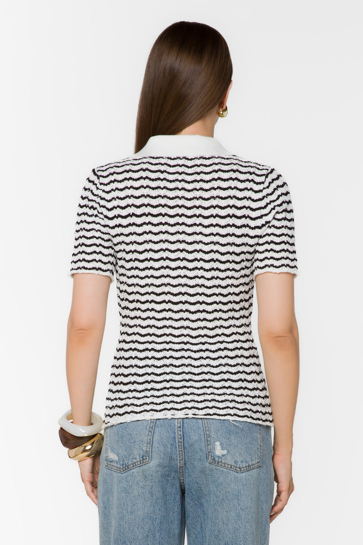 Lucy Black Striped Top - Tops - Velvet Heart Clothing