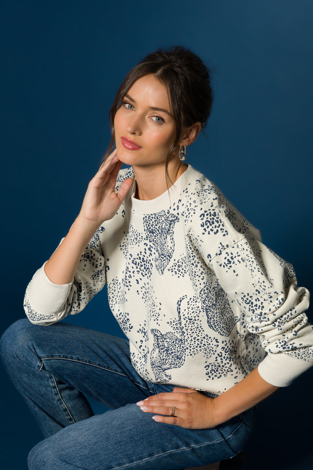 Lux Navy Leopard Sweatshirt