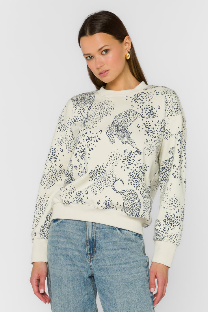 Lux Navy Leopard Sweatshirt - Sweaters - Velvet Heart Clothing