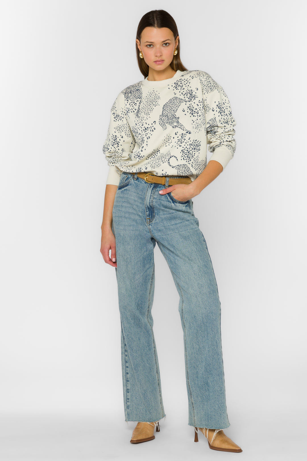 Lux Navy Leopard Sweatshirt - Sweaters - Velvet Heart Clothing