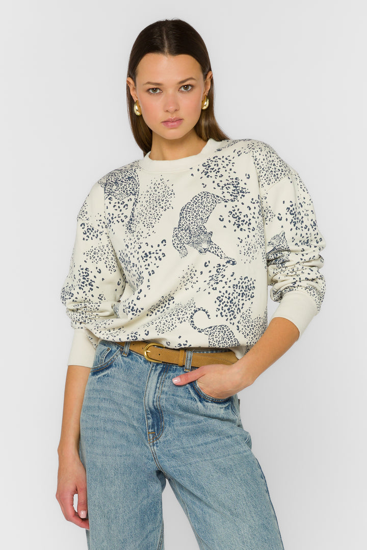 Lux Navy Leopard Sweatshirt - Sweaters - Velvet Heart Clothing