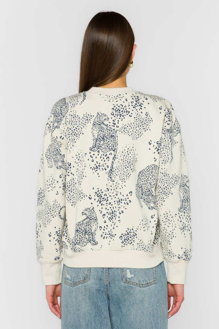 Lux Navy Leopard Sweatshirt - Sweaters - Velvet Heart Clothing