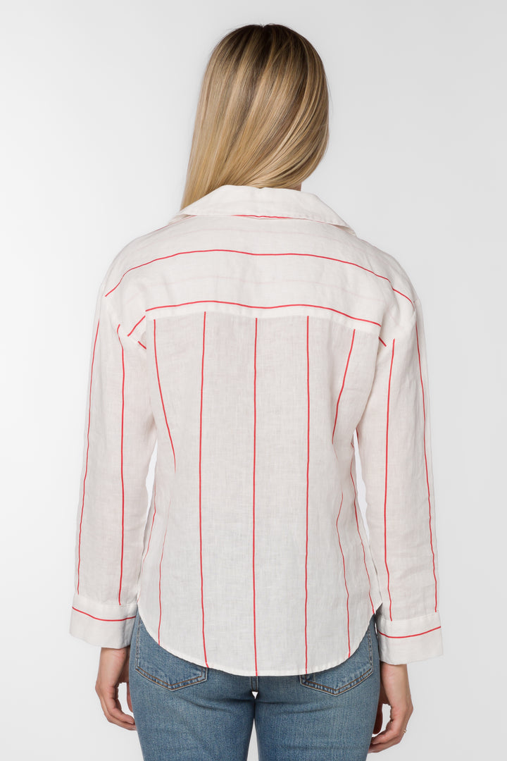 Lyla White Red Stripe Shirt - Tops - Velvet Heart Clothing