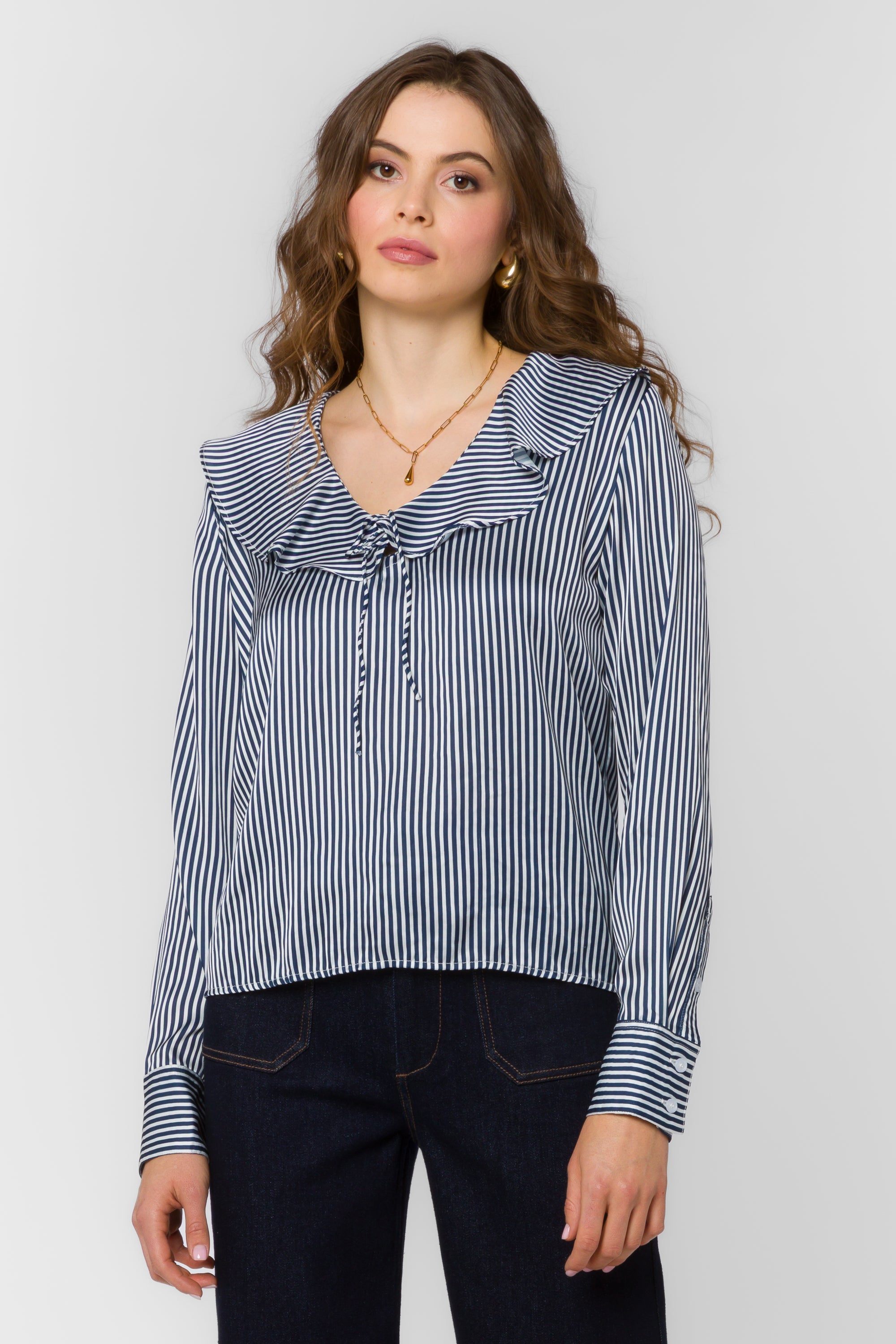 Madelyn Blue Stripe Blouse – Velvet Heart Clothing